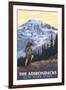 The Adirondacks, New York - Hikers and Mountain-Lantern Press-Framed Art Print