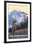 The Adirondacks, New York - Hikers and Mountain-Lantern Press-Framed Art Print