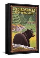 The Adirondacks, New York State - Black Bear in Forest-Lantern Press-Framed Stretched Canvas