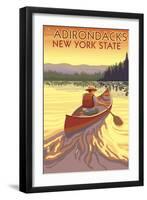 The Adirondacks, New York State - Canoe Scene-Lantern Press-Framed Art Print