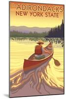 The Adirondacks, New York State - Canoe Scene-Lantern Press-Mounted Art Print