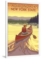 The Adirondacks, New York State - Canoe Scene-Lantern Press-Framed Art Print