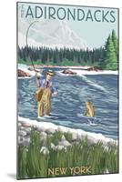 The Adirondacks, New York State - Fishing Scene-Lantern Press-Mounted Art Print