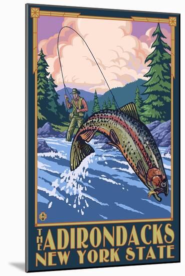 The Adirondacks, New York State - Fly Fisherman-Lantern Press-Mounted Art Print