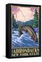 The Adirondacks, New York State - Fly Fisherman-Lantern Press-Framed Stretched Canvas