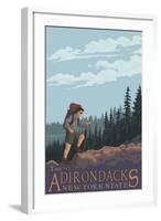 The Adirondacks, New York State - Hiking Scene-Lantern Press-Framed Art Print