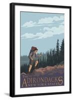 The Adirondacks, New York State - Hiking Scene-Lantern Press-Framed Art Print