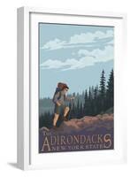 The Adirondacks, New York State - Hiking Scene-Lantern Press-Framed Art Print