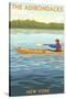 The Adirondacks, New York State - Kayak Scene-Lantern Press-Stretched Canvas