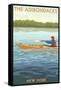 The Adirondacks, New York State - Kayak Scene-Lantern Press-Framed Stretched Canvas