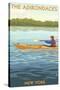 The Adirondacks, New York State - Kayak Scene-Lantern Press-Stretched Canvas