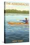 The Adirondacks, New York State - Kayak Scene-Lantern Press-Stretched Canvas