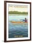 The Adirondacks, New York State - Kayak Scene-Lantern Press-Framed Art Print