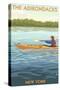The Adirondacks, New York State - Kayak Scene-Lantern Press-Stretched Canvas