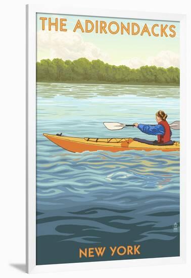 The Adirondacks, New York State - Kayak Scene-Lantern Press-Framed Art Print