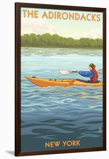 The Adirondacks, New York State - Kayak Scene-Lantern Press-Framed Art Print