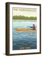 The Adirondacks, New York State - Kayak Scene-Lantern Press-Framed Art Print