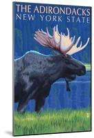 The Adirondacks, New York State - Moose At Night-null-Mounted Poster