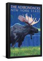 The Adirondacks, New York State - Moose At Night-null-Framed Poster