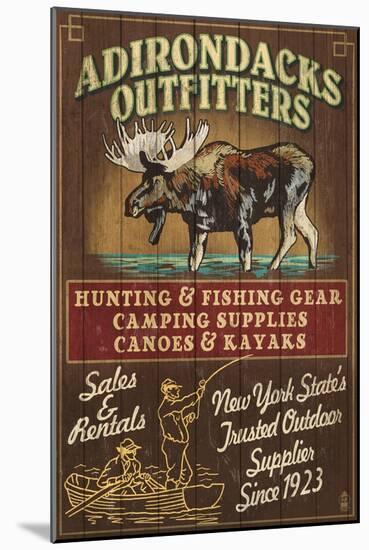 The Adirondacks, New York State - Outfitters Moose-Lantern Press-Mounted Art Print