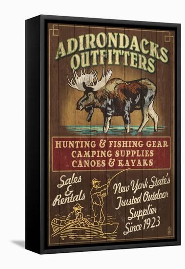 The Adirondacks, New York State - Outfitters Moose-Lantern Press-Framed Stretched Canvas