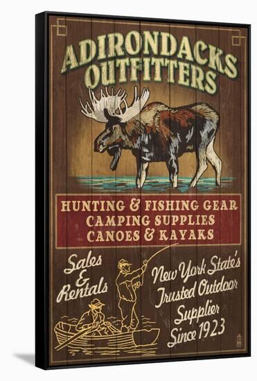 The Adirondacks, New York State - Outfitters Moose-Lantern Press-Framed Stretched Canvas