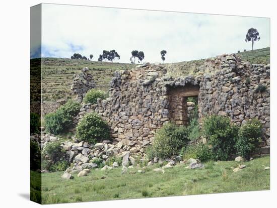 The Adlahuasi or the Temple of the Virgins of the Sun on the Island of the Moon, Lake Titicaca-null-Stretched Canvas