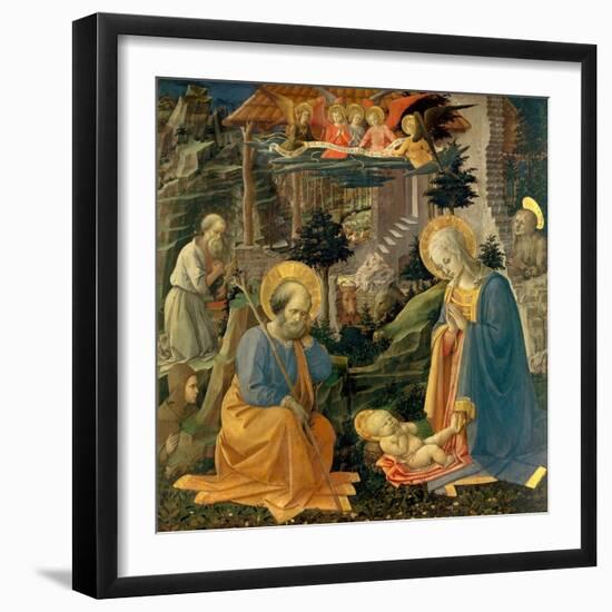 The Adoration of the Child with the Saints Joseph, Hilary, Jerome and Mary Magdalene, about 1455-Fra Filippo Lippi-Framed Giclee Print