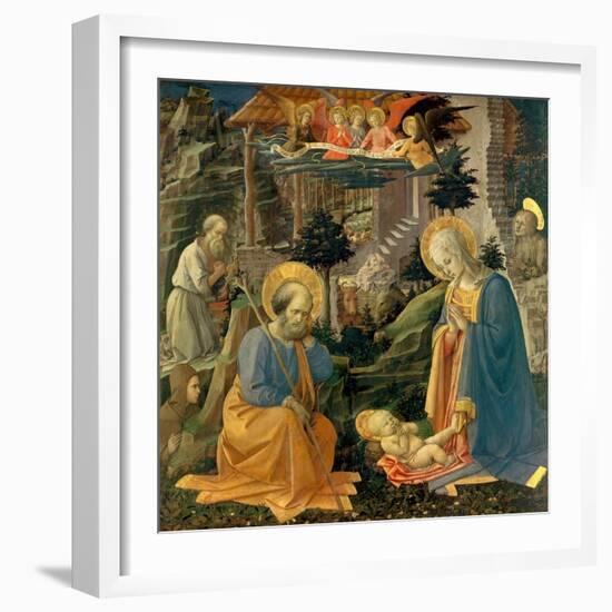 The Adoration of the Child with the Saints Joseph, Hilary, Jerome and Mary Magdalene, about 1455-Fra Filippo Lippi-Framed Giclee Print