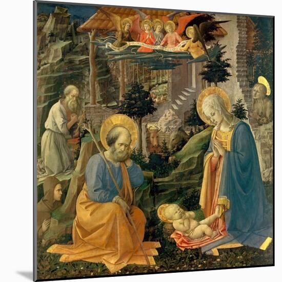 The Adoration of the Child with the Saints Joseph, Hilary, Jerome and Mary Magdalene, about 1455-Fra Filippo Lippi-Mounted Giclee Print