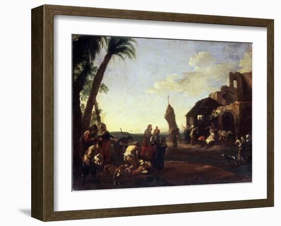The Adoration of the Christ Child, 1650S-Jan Miel-Framed Giclee Print
