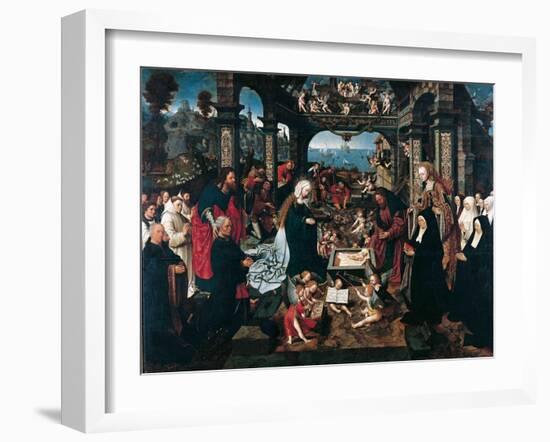 The Adoration of the Christ Child with the Boelen Family-Jacob Cornelisz van Oostsanen-Framed Giclee Print