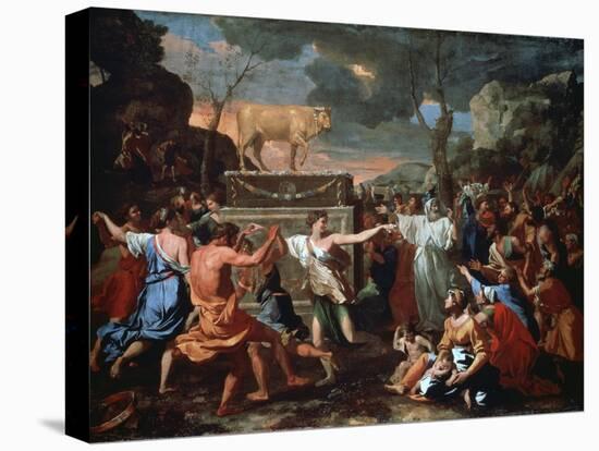 The Adoration of the Golden Calf, C1635-Nicolas Poussin-Stretched Canvas