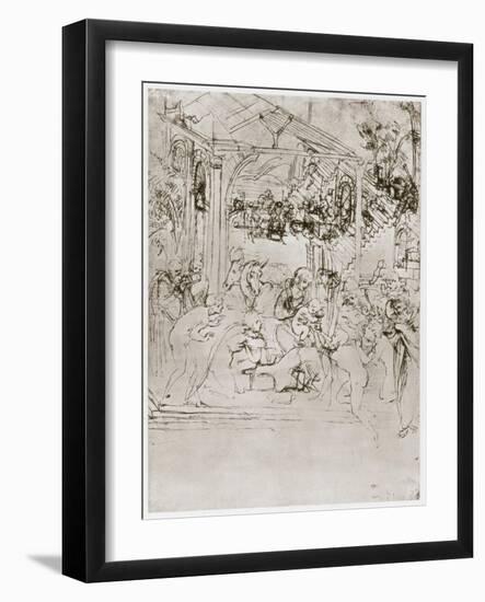 The Adoration of the Kings, C1480-Leonardo da Vinci-Framed Giclee Print