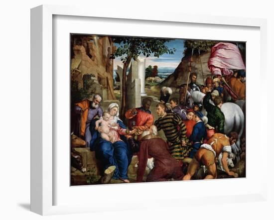 The Adoration of the Kings, Early 1540s-Jacopo Bassano-Framed Giclee Print