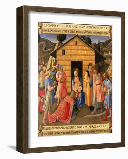 The Adoration of the Magi, Detail from Panel One of the Silver Treasury of Santissima Annunziata-Fra Angelico-Framed Giclee Print