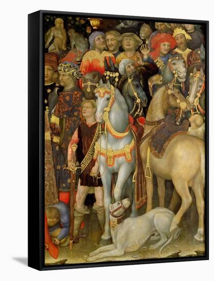 The Adoration of the Magi, Detail of Riders, Horses and Dog, 1423-Gentile Da Fabriano-Framed Stretched Canvas