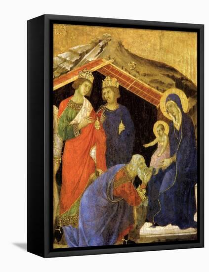 The Adoration of the Magi, Detail of the Maesta Altarpiece, Ca 1308-1311-Duccio di Buoninsegna-Framed Stretched Canvas