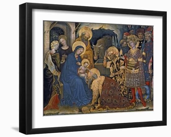 The Adoration of the Magi, Detail of Virgin and Child with Three Kings, 1423-Gentile Da Fabriano-Framed Giclee Print