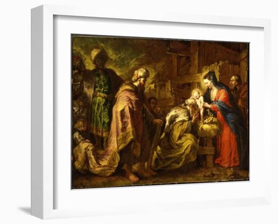 The Adoration of the Magi-Orazio de' Ferrari-Framed Giclee Print