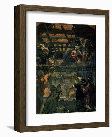 The Adoration of the Shepherds, 1578-81-Jacopo Robusti Tintoretto-Framed Giclee Print