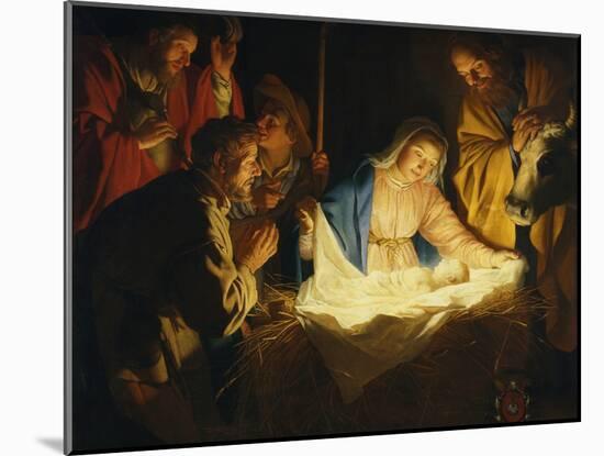 The Adoration of the Shepherds, 1622-Gerrit van Honthorst-Mounted Giclee Print