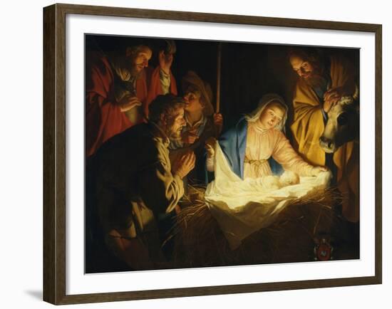 The Adoration of the Shepherds, 1622-Gerrit van Honthorst-Framed Giclee Print