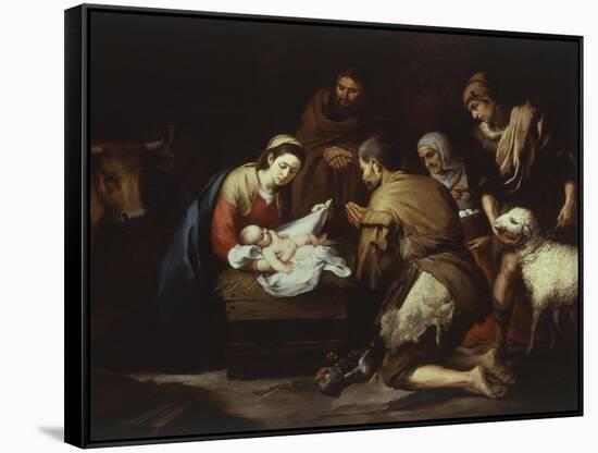 The Adoration of the Shepherds, 1645-50, 17X228Cm-Bartolome Esteban Murillo-Framed Stretched Canvas