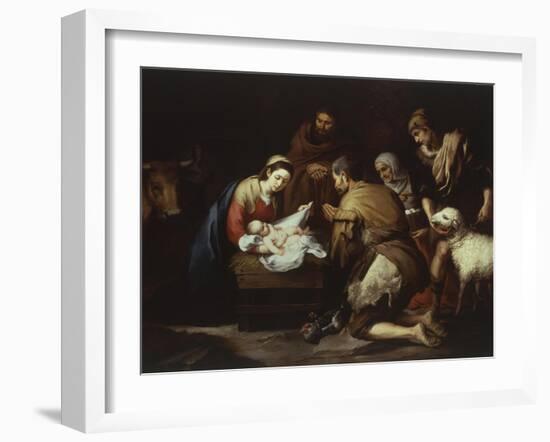 The Adoration of the Shepherds, 1645-50, 17X228Cm-Bartolome Esteban Murillo-Framed Giclee Print