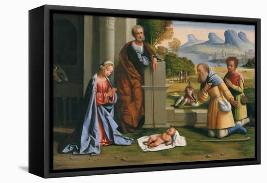 The Adoration of the Shepherds, c.1530-Ortolano-Framed Stretched Canvas