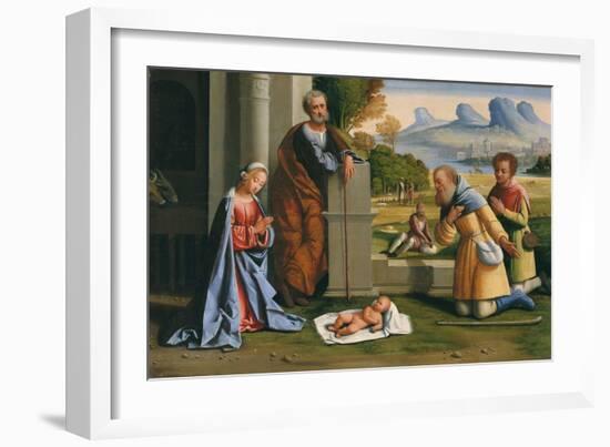 The Adoration of the Shepherds, c.1530-Ortolano-Framed Giclee Print