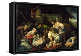 The Adoration of the Shepherds, c.1585-1590-Francesco Bassano-Framed Stretched Canvas