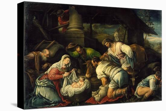 The Adoration of the Shepherds, c.1585-1590-Francesco Bassano-Stretched Canvas