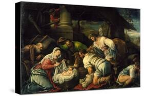 The Adoration of the Shepherds, c.1585-1590-Francesco Bassano-Stretched Canvas